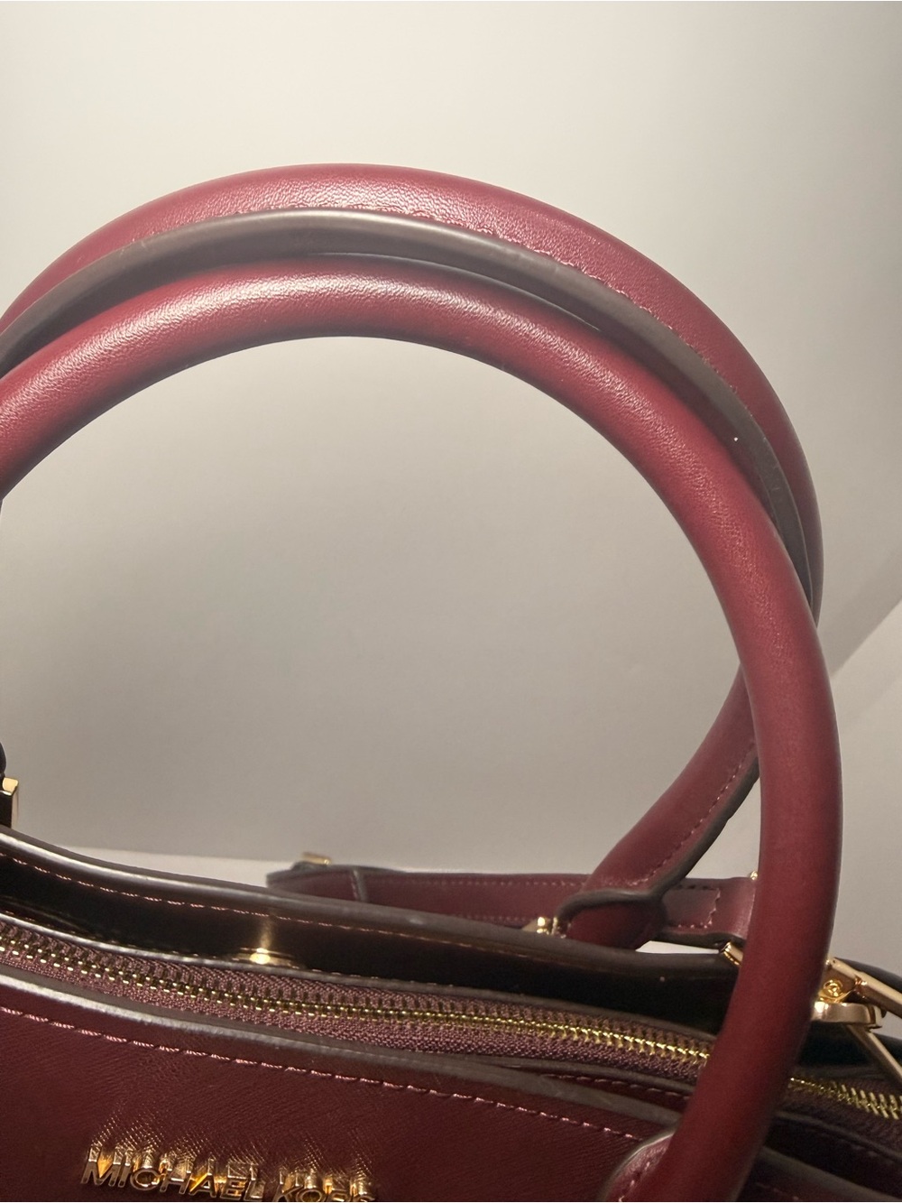 Michael Kors Wine Saffiano Leather Satchel with Gold Hardware - Picture 4 of 13